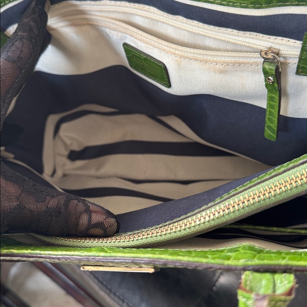kate spade Green Croc-Embossed Tote with Gold Plate - Picture 4 of 5
